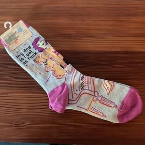 NWT Blue Q Women’s Crew Sock (Shoe Size 5-10). My dog is cool as f*** socks.